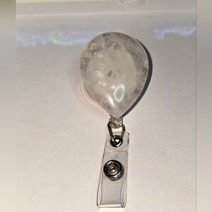 Clear Quartz Crystal ID Badge Reel